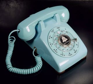 Western Electric Vintage Aqua Blue Rotary Dial Telephone Model C/d500 Restored