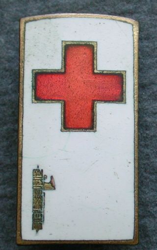 Fascist Enamelled Pin Badge P.  N.  F.  Croce Rossa Red Cross C.  R.  I Duce Dvx