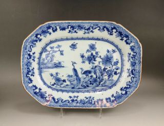 A Very Fine Chinese 18c Blue&white " Double Pheasants " Platter - Qianlong