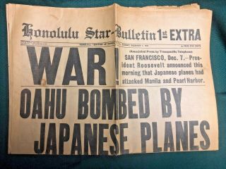 Wwii Honolulu Star Bulletin Dec 7 1941 War Newspaper Pearl Harbor 1st 2nd 3rd