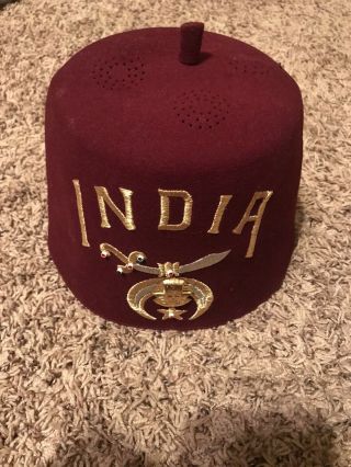 Shriner India Fez Hat With Case Size 7 1/2