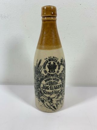 Pre - Prohibition Christian Moerlein Old Jug Lager Stoneware Bottle Cincinnati,  Oh