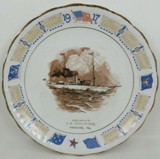 Us Navy Uss Mayflower Presidential Yacht 1917 Calendar Plate Paradise Pa Flags