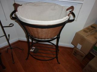 Longaberger Wrought Iron Beverage Stand With Beverage Basket With Liner
