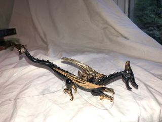 Dragon Black And Gold Figurine Of Blown Glass Crystal