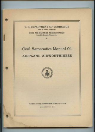 Wwii 1941 Civil Aeronautics Administration Board Book Airplane Airworthiness