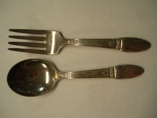 Rogers Bros.  Is Silver Plate First Love Baby Fork & Spoon 2 Pc Set Vintage