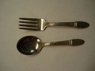 Rogers Bros.  IS Silver Plate FIRST LOVE Baby Fork & Spoon 2 pc set Vintage 2