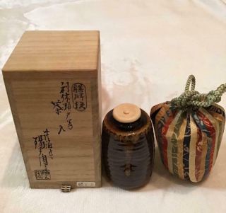 Tea Caddy Ceremony Chaire Zeze - Yaki Sado Japanese Traditional Crafts T586