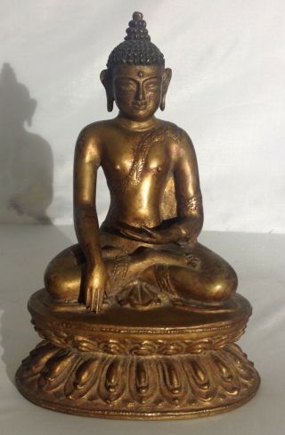 Antique Gilt Bronze Buddha Figure / Statue Thai? Tibetan?