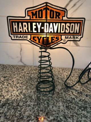 Harley Davidson Christmas Tree Topper Glass Vintage Logo 2012