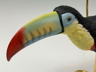 Colorful Boehm Porcelain Toucan Bird On Brass Perch Figurine