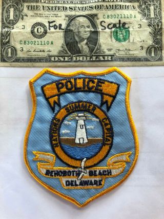 Rarer Rehoboth Beach Delaware Police Patch Un - Sewn In Great Shape