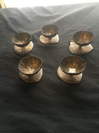 Lily Pad Salt Dip’s,  Set Of 5.  1866 - 1898.  By Simpson Hall Miller Co