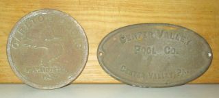2 Vintage Cast Brass Swimming Pool Wall Builders Sign Plaques