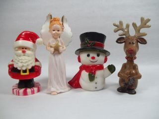 Hallmark Merry Miniatures Christmas 1974 Santa,  Snowman,  Reindeer And Angel