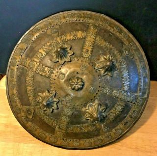 Rare Antique Indian Islamic Indo Persian Dhal Shield With Engraved Decorations
