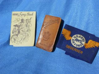 World War 2 Ww2 Us Army Dictionary Leather Songbook Book And Armband