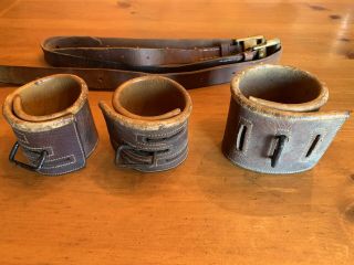 Vintage Leather Humane Buckle Ankle Wrist Restraint Bondage Cuffs Belt