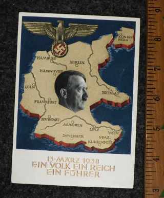 German Ww2 Post Card Fuhrer One People One Reich One Fuhrer