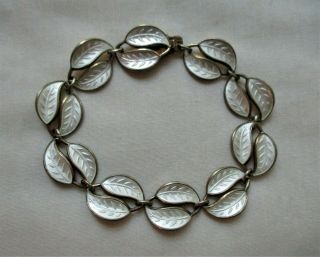 Vintage,  David Andersen,  Sterling Silver,  Gilt & White Enamel Double Leaf Bracelet