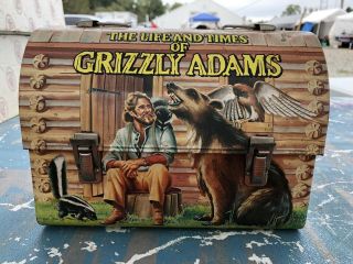 Vintage 1977 The Life And Times Of Grizzly Adams Metal Lunchbox.  No Thermos
