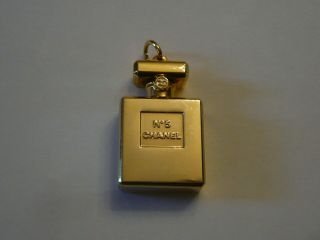 Vintage Chanel No.  5 Perfume Bottle Charm / Pendant Heavy Gold Plating