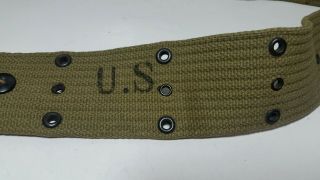 WWII U.  S.  Army M - 1936 Canvas Web Pistol Belt Dated 1942 Nasco Olive Drab 2