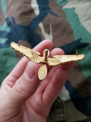WWII US Army Air Corps Air Force Officers Pilot Hat Badge Insignia Pin 2