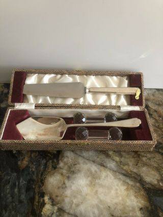 Lovely Silver Plated Boxed Walker & Hall Serving Spoon Slice Set Rests Cake Pie
