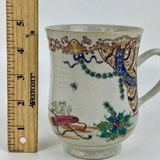 Rare Antique Chinese Export 18th Century Mug With Great Details Qing