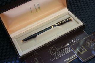 Dunhill Gemline Ballpoint Pen,  Brown Lacquer & Gold Plated Box,