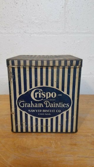 Vintage Crispo Graham Dainties Sawyer Biscuit Co.  Chicago Tin
