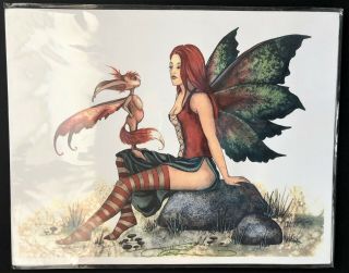 Amy Brown Wizzle Meets A Faery Fairy Signed 11x14 In Art Print 2004