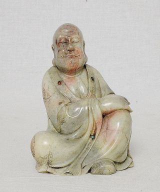 Hand Carved Chinese Shou - Shan Stone Louhan Figure M2844