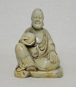Hand Carved Chinese Shou - Shan Stone Louhan Figure M2845