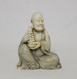 Hand Carved Chinese Shou - Shan Stone Louhan Figure M2842