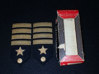 Wwii Navy Officer Shoulder Rank Boards Pair Captain Line 