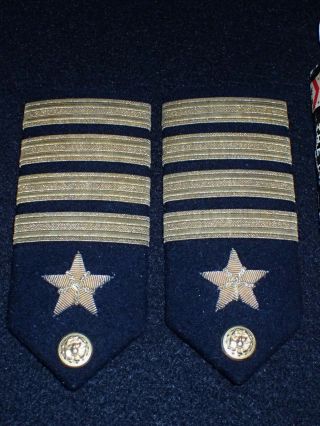 WWII Navy Officer Shoulder Rank Boards PAIR Captain Line ' Wolf Brown ' Unissued 2