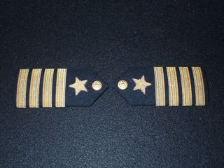 WWII Navy Officer Shoulder Rank Boards PAIR Captain Line ' Wolf Brown ' Unissued 3