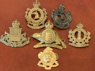 6 X World War 2 Canadian Medal Cap Badges Quebec Regiments - Infantry / Armour
