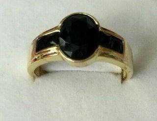 Art Deco Vintage Jewellery Gold Ring With Black Sapphires Jewelry Size 9 S