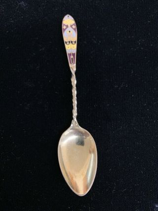 Lovely Vintage Gold Wash Sterling Enamel Souvenir Spoon