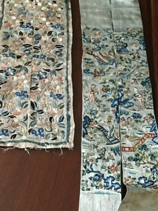 Antique Chinese Silk Embroidery - 2 Panels - - Forbidden Stitch