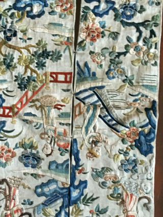 Antique Chinese Silk Embroidery - 2 panels - - forbidden stitch 3