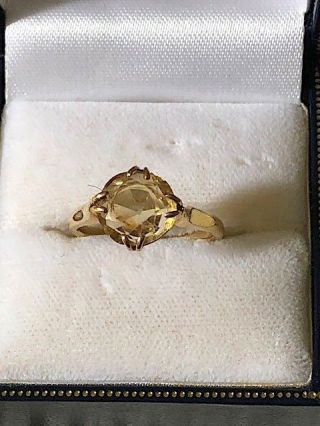 Vintage Yellow Gold And Citrine Ring.  Size N.  Lovely.