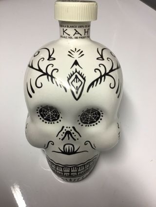 750ml Kah Tequila Blanco Hand Painted Skull Empty Bottle Day Of The Dead