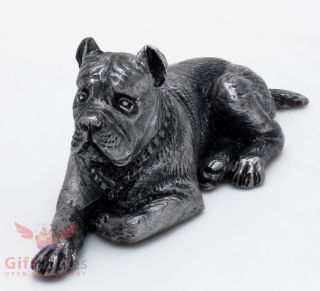 Tin Pewter Figurine Of Italian Mastiff Cane Corso Dog Ironwork