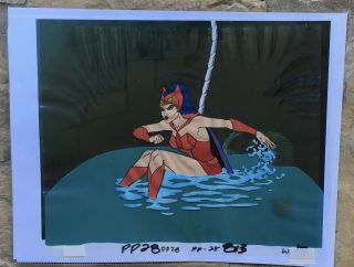She - Ra Motu Hand Painted Production Cel,  Catra Stamped Wrinkled He - Man