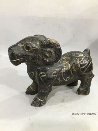 14cm Rare Old Chinese Meteorite iron Carved Animal Beast Statue Sculpture GGZ 2